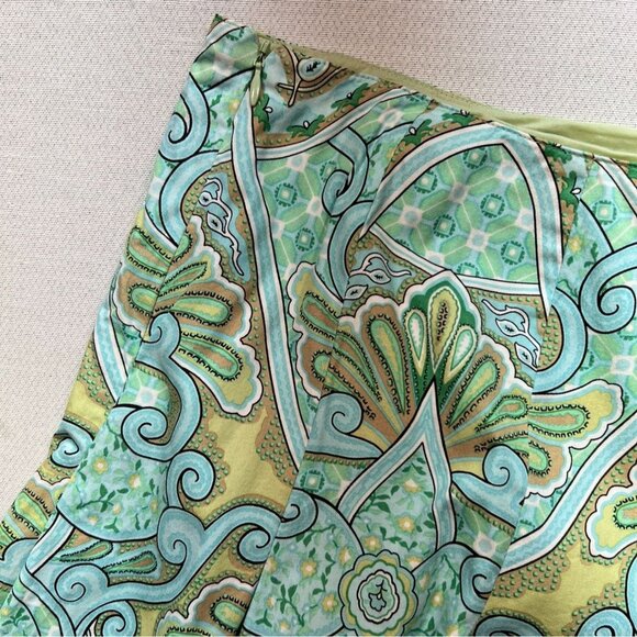 Talbots Womens Paisley A-Line Skirt Size 14 Green Floral Summer Boho Casual Y2K - Picture 10 of 12